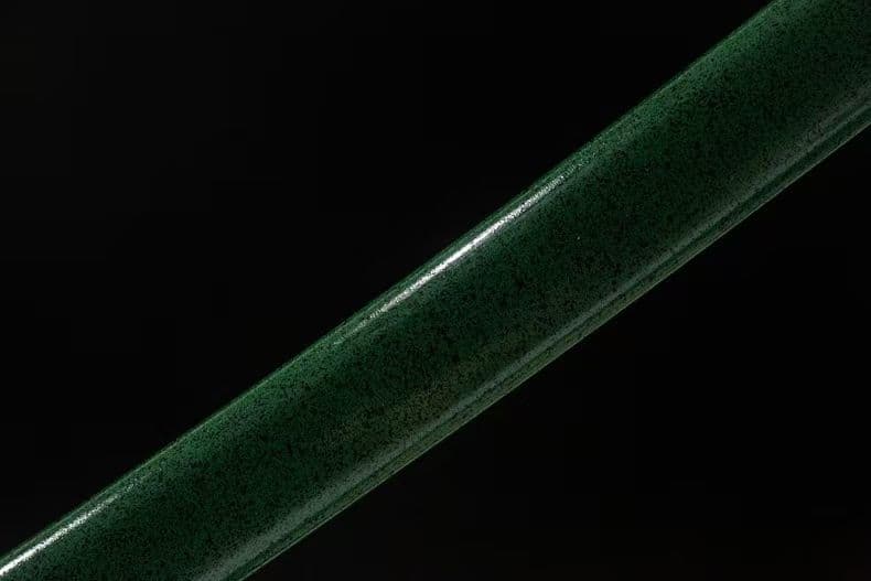 ３日内速達 緑魔太刀1060高マンガン鋼模造刀金豹刀鍔緑鞘青紐居合練習用日本刀