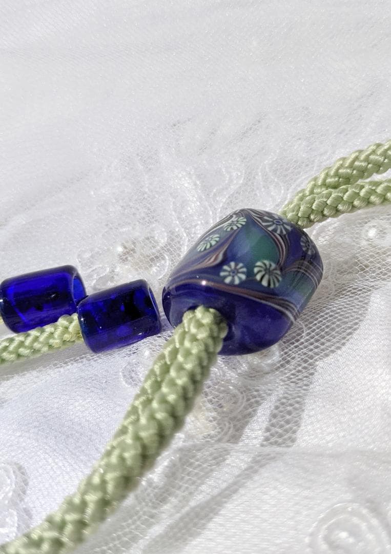 吉田正子トンボ玉（貳拾） 「江戸組み紐」ネックレス ガラス玉に込めた