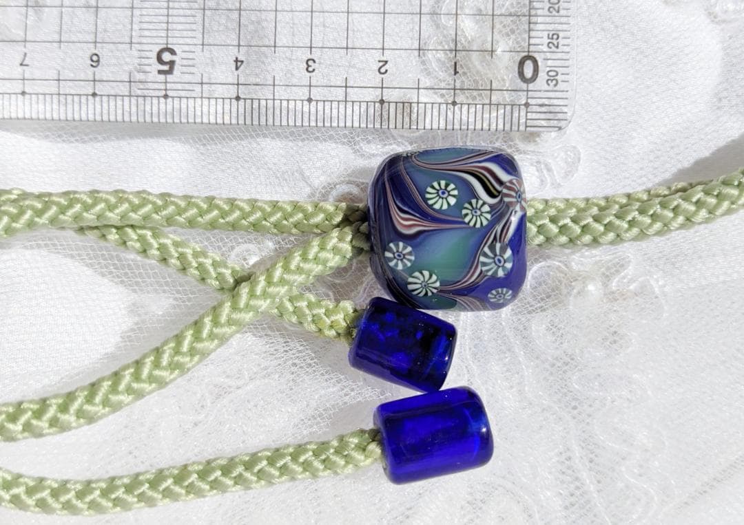 吉田正子トンボ玉（貳拾） 「江戸組み紐」ネックレス ガラス玉に込めた