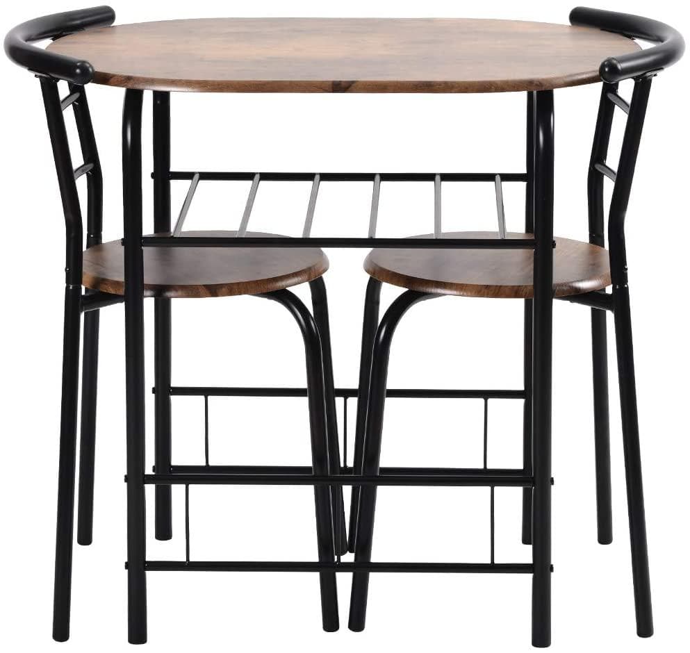 SP人気品！人気販売中！2人用円形 ダイニングテーブル 3点セット BROWN