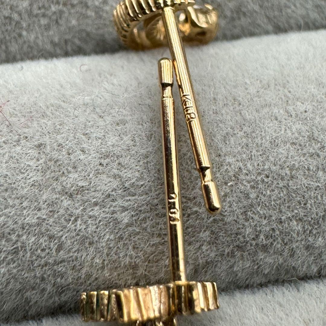 K18 天然ダイヤ 0.01ct ピアス カフェオリ 星 月 18金 資産価値◎