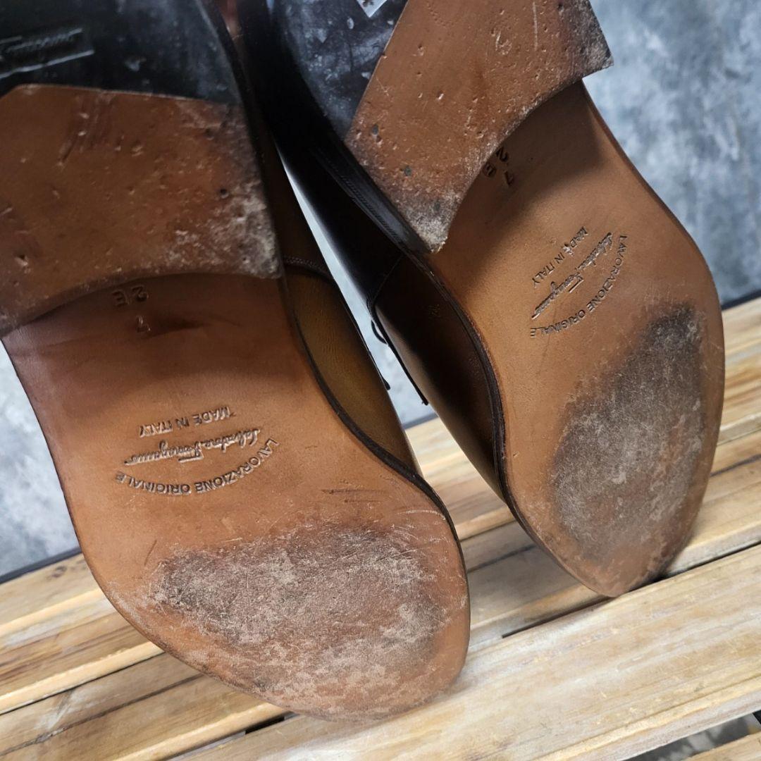 フェラガモ レザー ドレスシューズ 茶 7 2E 本革