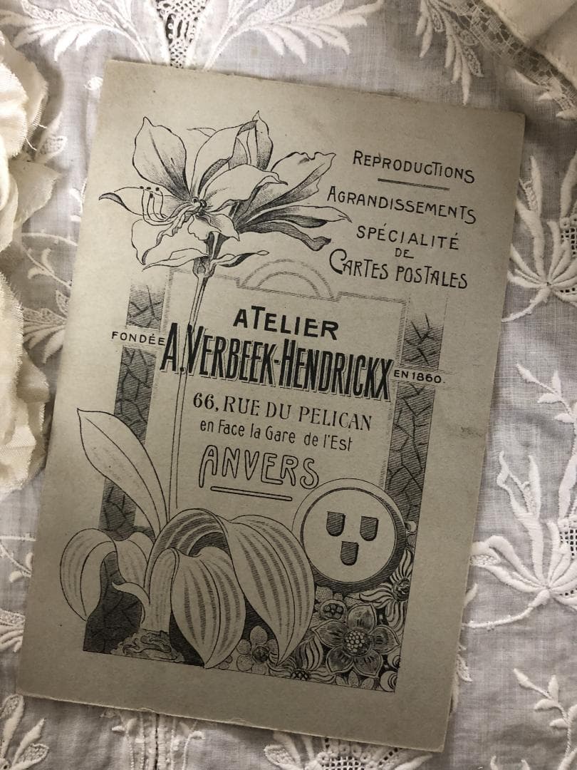 フランスアンティーク カルト・ド・ヴィジット 白いドレスの美しい少女　大判サイズ