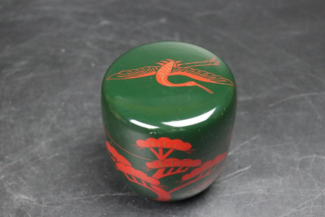 茶道具 中村宗悦 即中斎好 青漆朱蓬莱山絵中棗 共箱