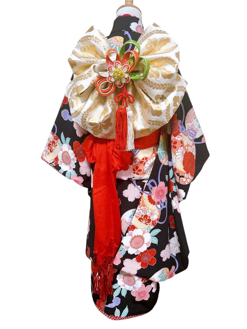 上品黒系♡七五三　7歳　女の子　フルセット　一式　ゴールド