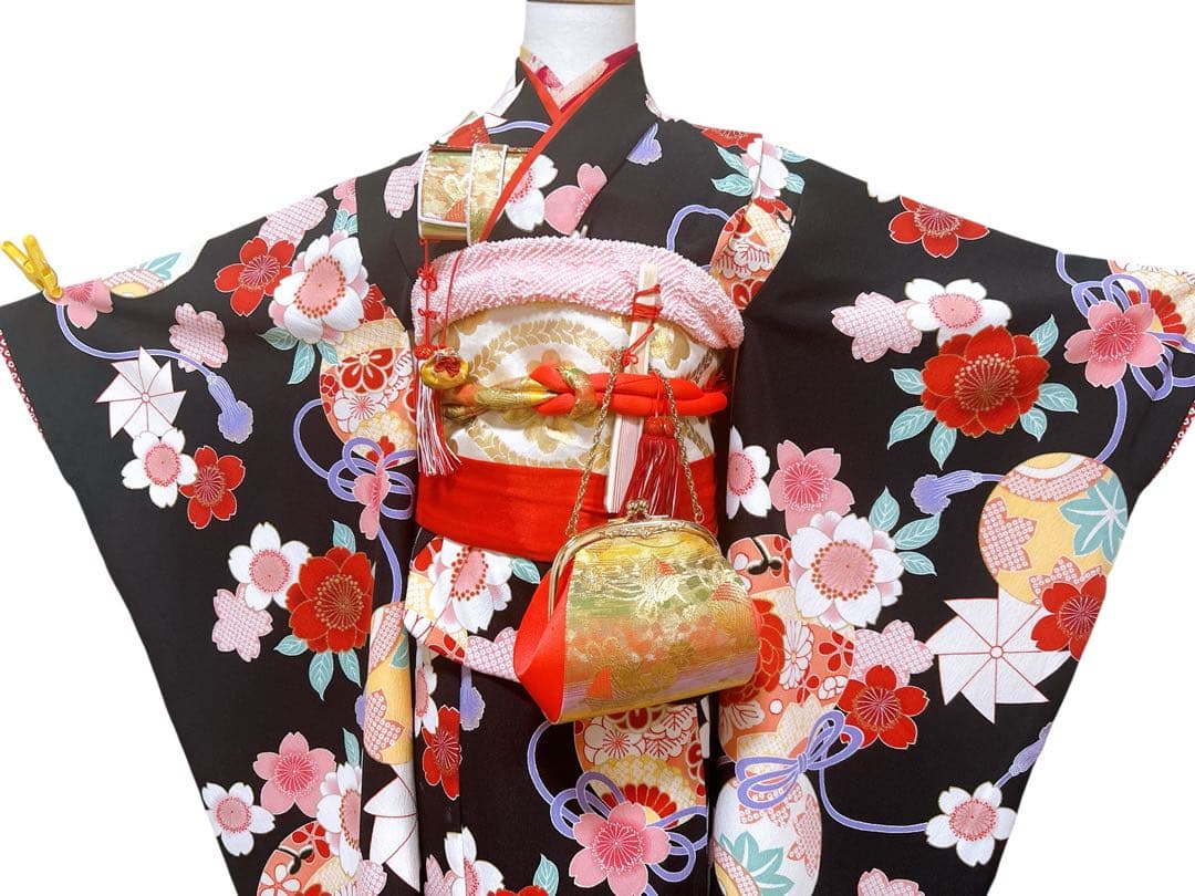 上品黒系♡七五三　7歳　女の子　フルセット　一式　ゴールド