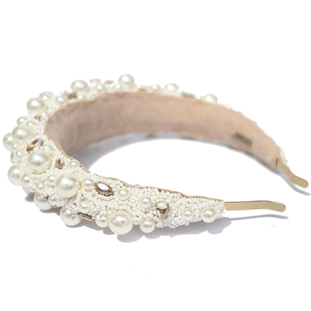 deepa gurnani パール　カチューシャ　結婚式　前撮り　髪飾り