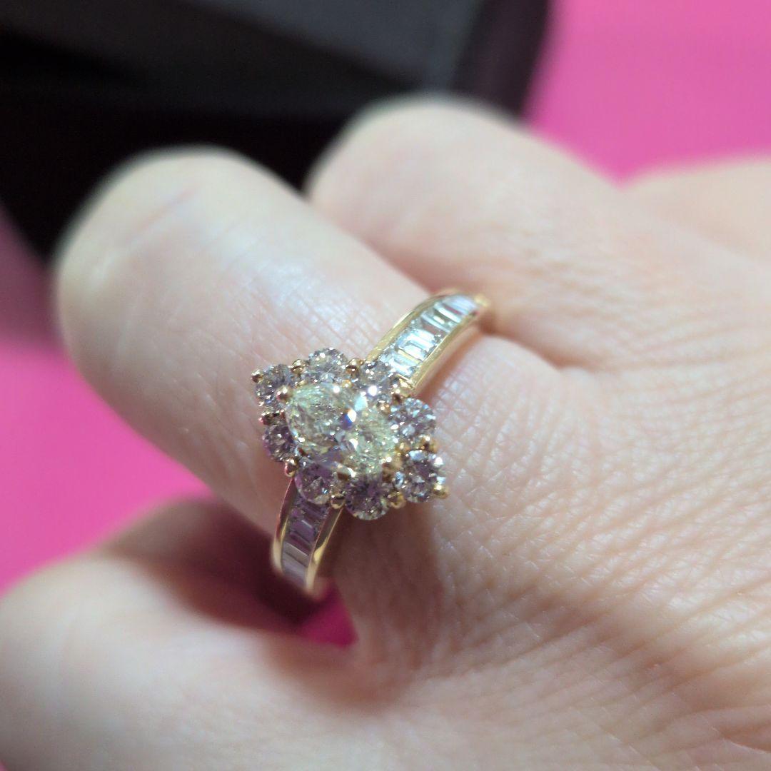 K18イエローダイヤモンド 花形リング