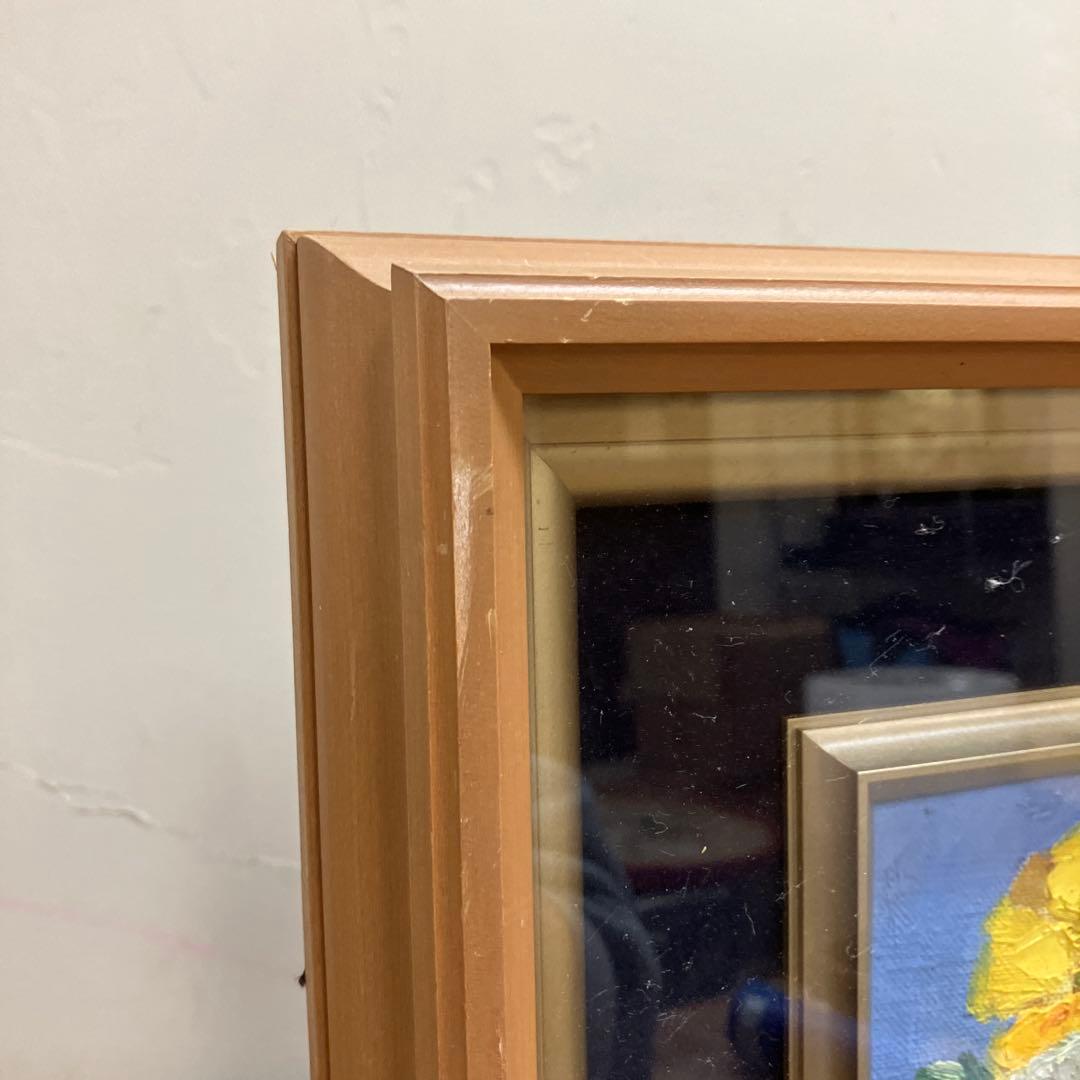 パンジー 油彩 油絵 絵画 額装 額縁 サイン有 花の絵 静止画 花 フラワー