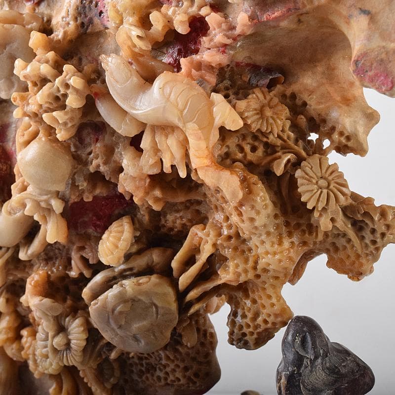 中国 玉石昌化鶏血石 魚蟹海老花刻 置物 床飾 約6㎏ F R7946B - メルカリ