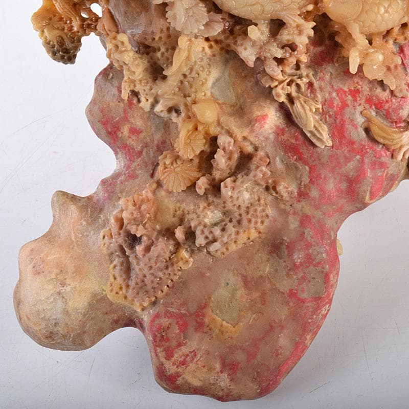 中国 玉石昌化鶏血石 魚蟹海老花刻 置物 床飾 約6㎏ F R7946B - メルカリ