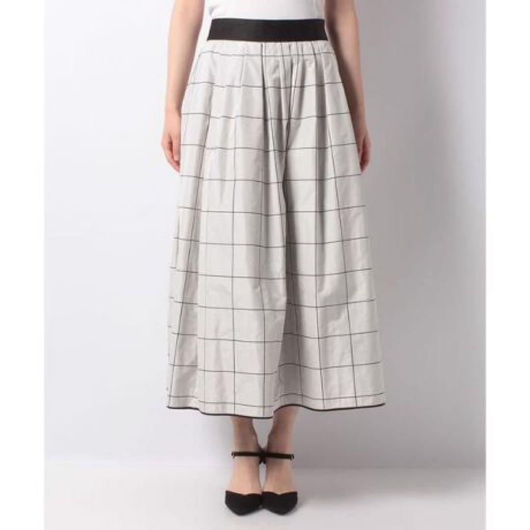 【LANVIN】グラフチェック柄ロングフレアスカート