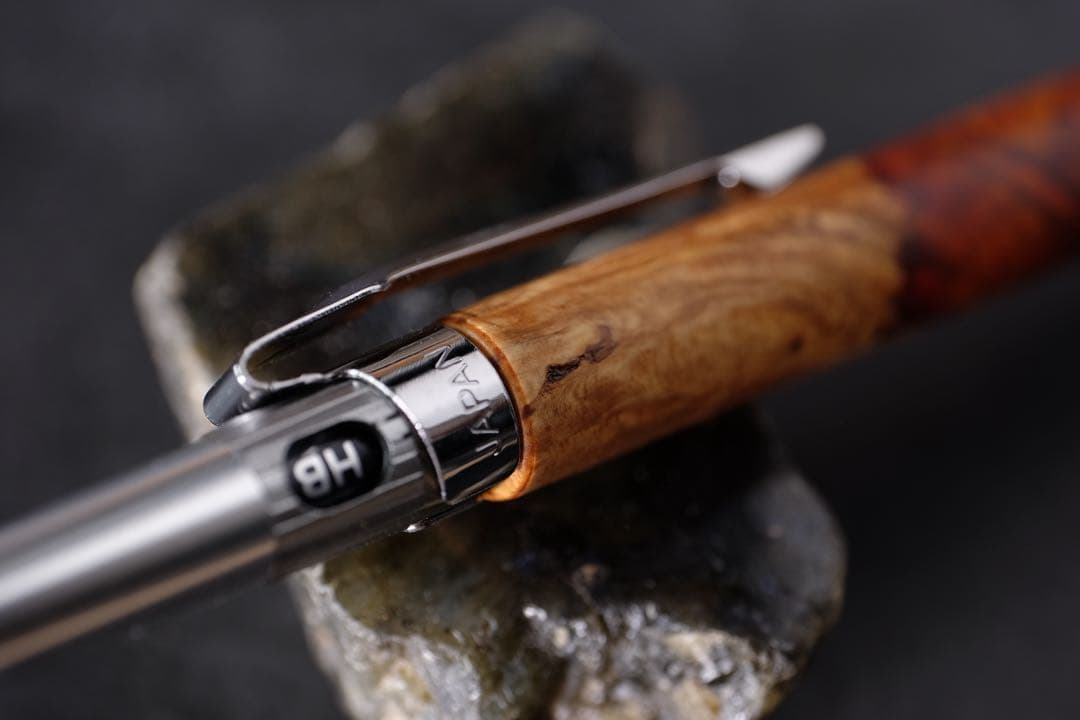 PG5木軸カスタム0202 高村杢工房 製図用シャープペンシル 花梨瘤紅白