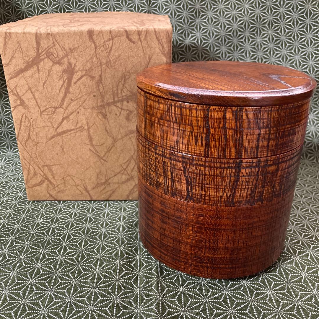 漆器 欅 三段重 弁当箱 くり抜き 朱塗り