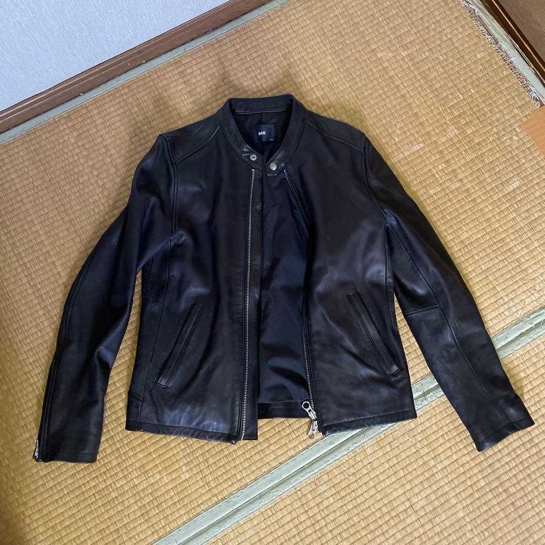 HARE ブラックレザー シングルライダースジャケット S