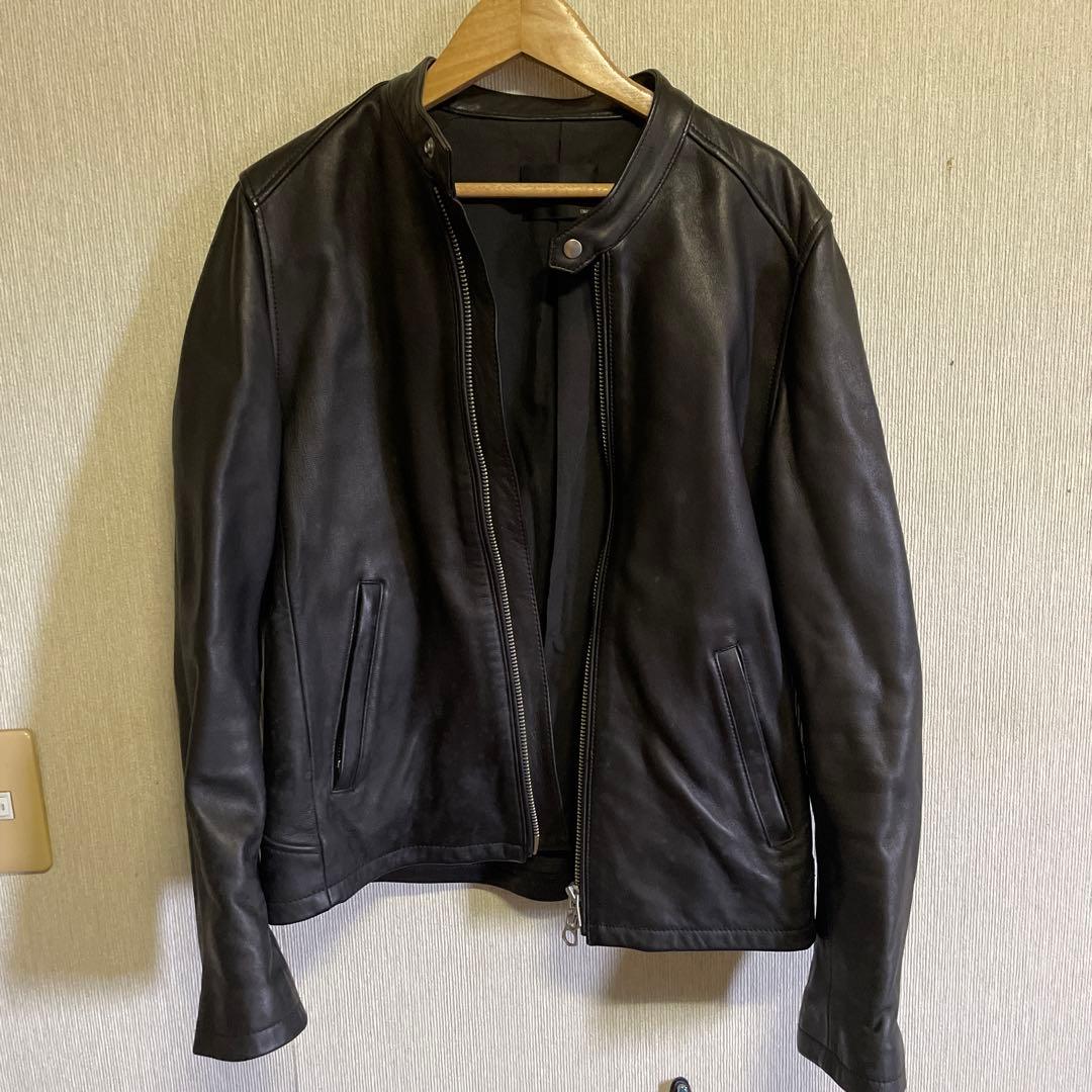 HARE ブラックレザー シングルライダースジャケット S