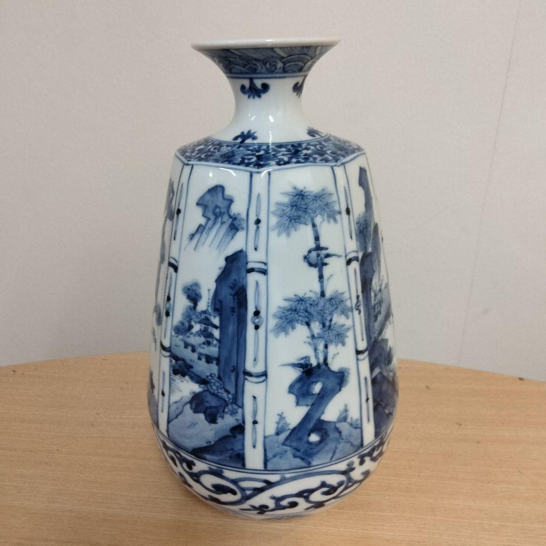 山本長左 八角花瓶 九谷焼 箱付き 美術品・アンティーク・コレクション