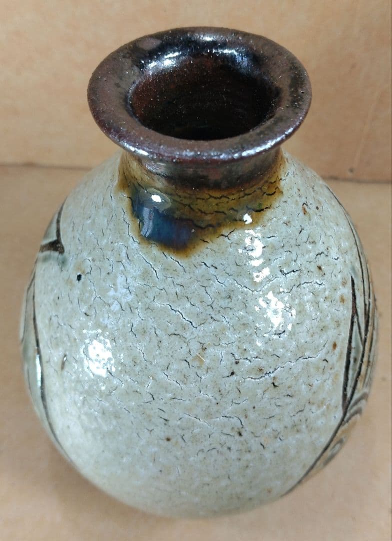 本物保証】金城次郎 壷屋焼徳利 共箱 栞 人間国宝 壺屋焼 魚文