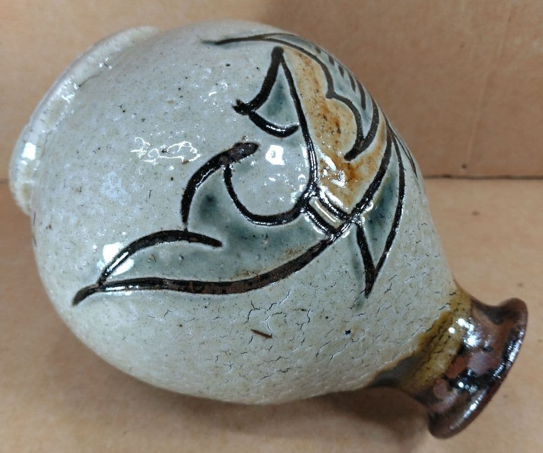 本物保証】金城次郎 壷屋焼徳利 共箱 栞 人間国宝 壺屋焼 魚文