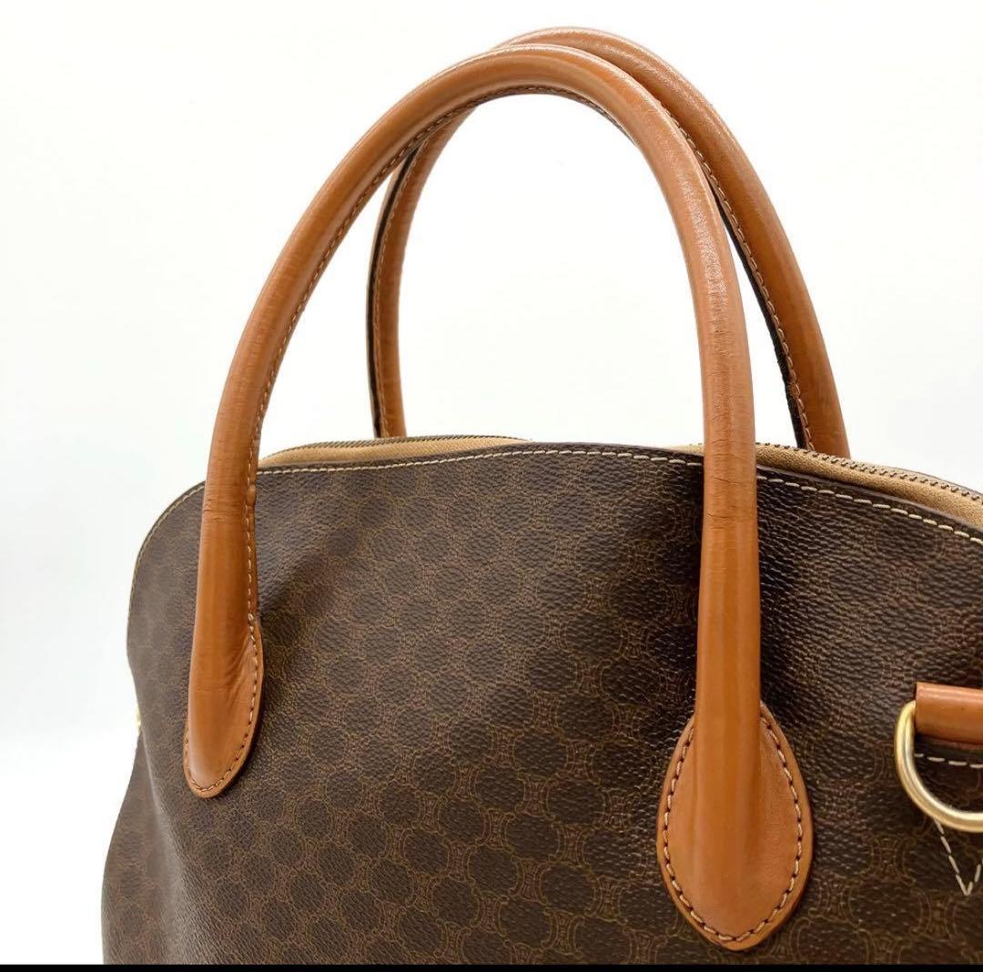 【CELINE】2wayバッグ　ハンドバッグ　マカダム柄　ダークブラウン　A4