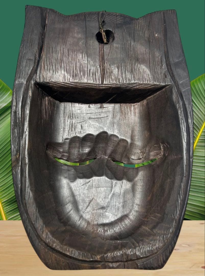 アフリカ セネガル 木彫 お面 マスク 黒檀 エボニー 祭祀 王冠 壁掛け