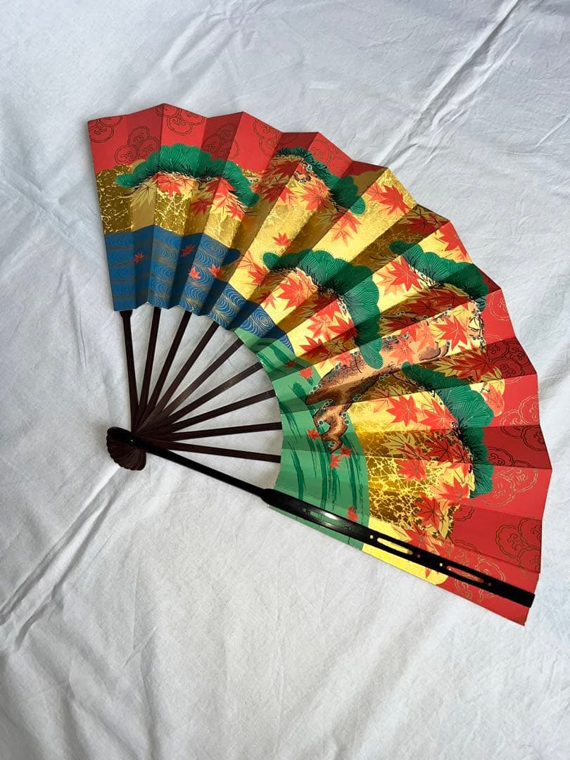 金もみ松に紅葉の柄金もみ額紫陽花の柄仕舞扇