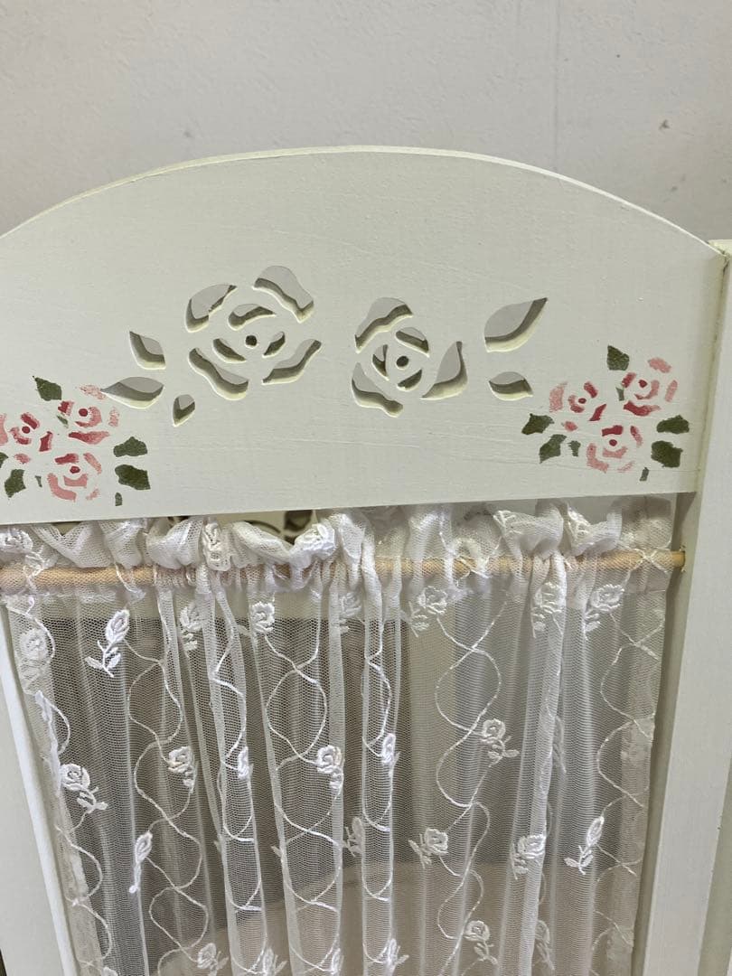 花薔薇のレースの卓上パーテーションミニ3連 花 ステンシル デザイン