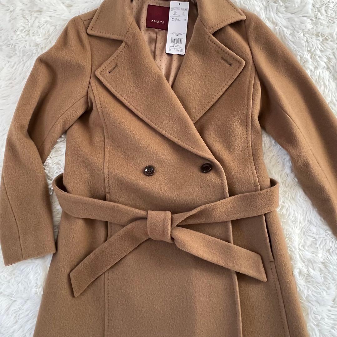 美品 AMACA コート カシミヤ混 キャメル チェスターコート 36 美品