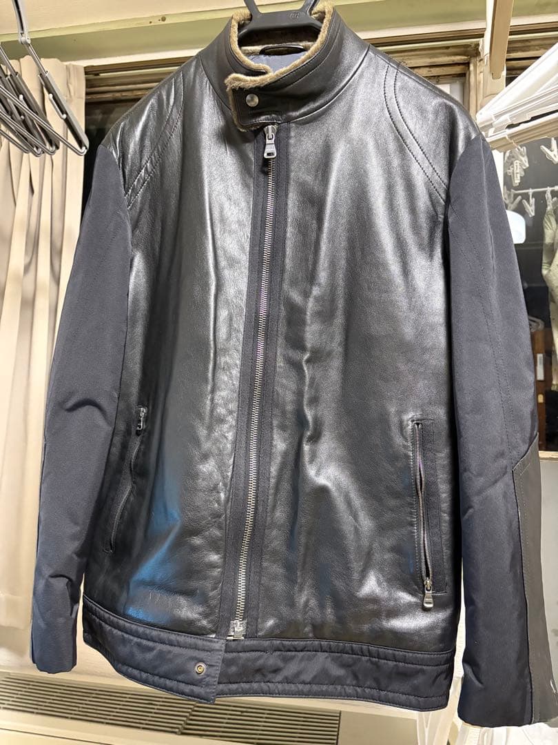 BOSS シングルライダースジャケット 黒 希少】ヒューゴボス レザー