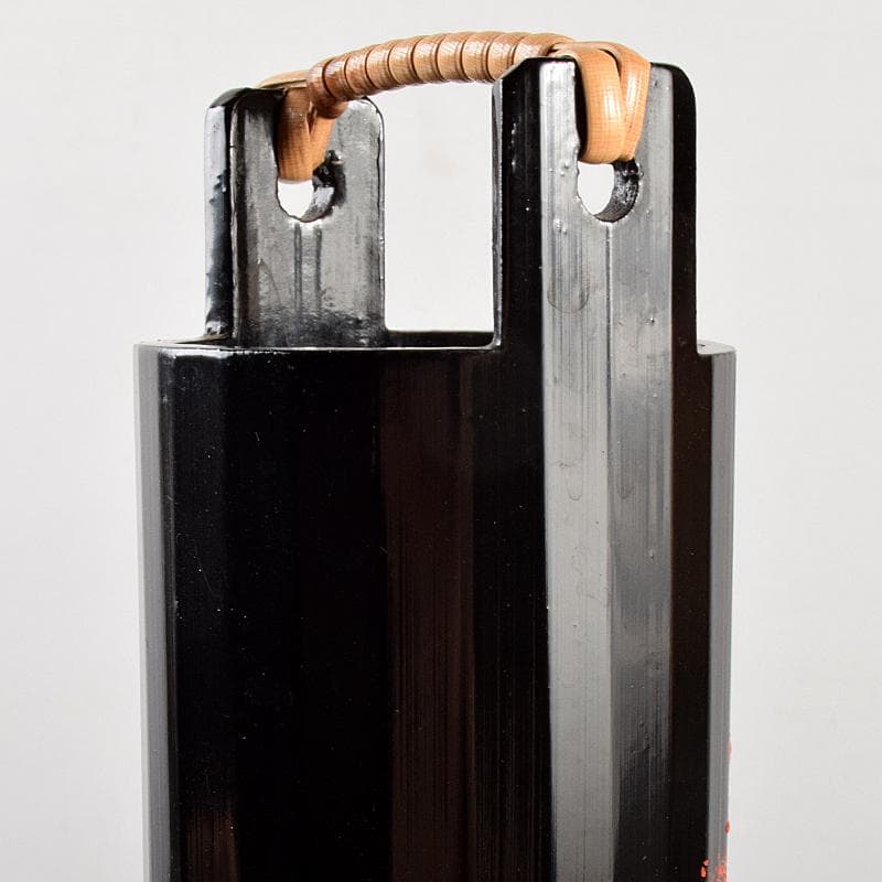 茶道具田辺竹雲斎造黒漆蘇鉄図竹花入共箱VR5127