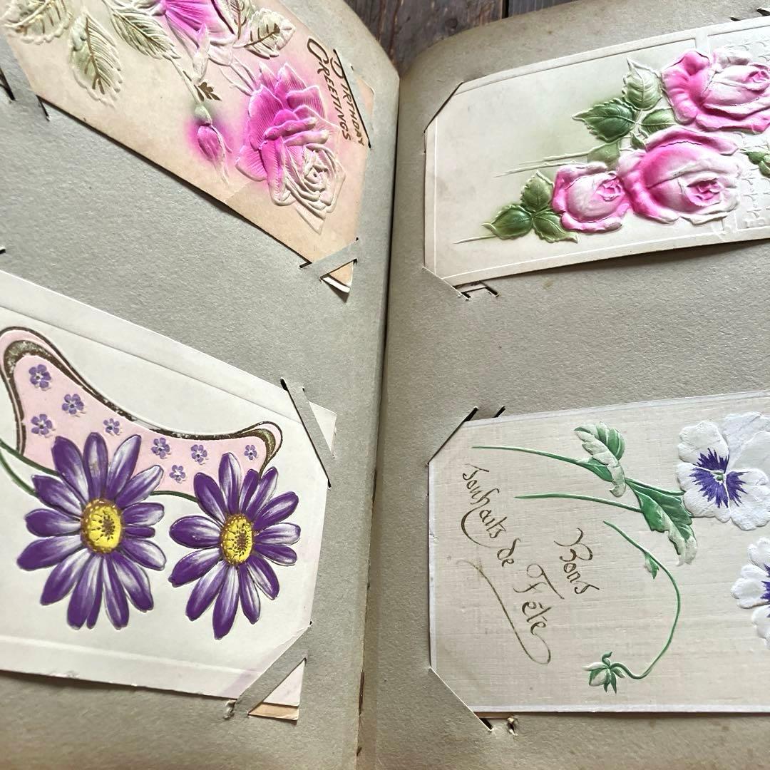 イギリスアンティークポストカードアルバム　薔薇好きさんへ　フランスアンティーク