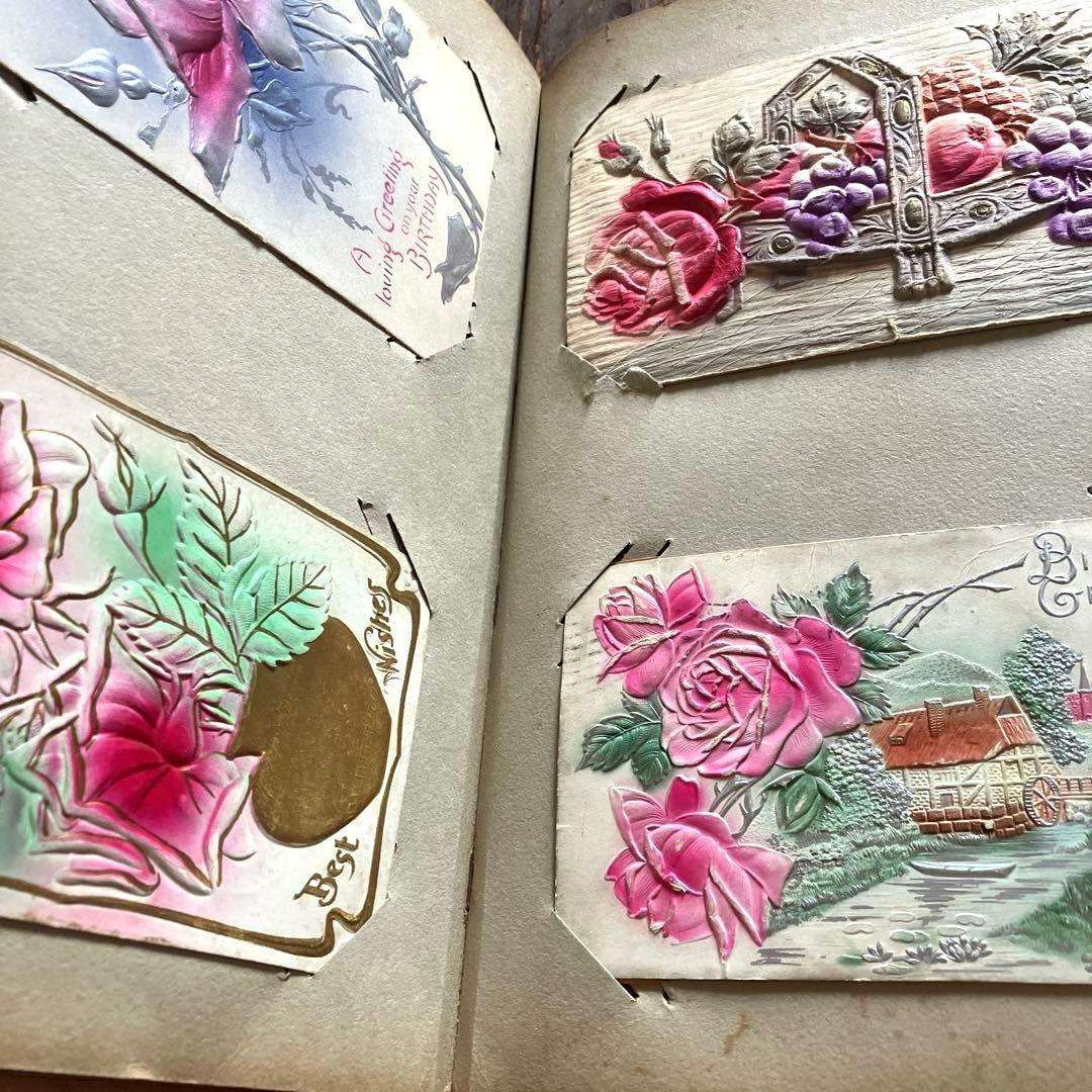 イギリスアンティークポストカードアルバム　薔薇好きさんへ　フランスアンティーク