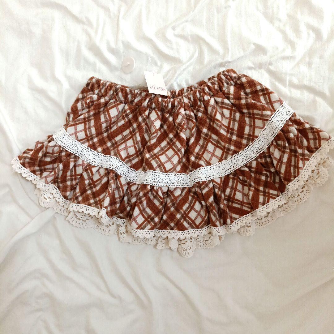 【タグ付き】LIZ LISA　00S希少　起毛チェックコットンレース　スカパン