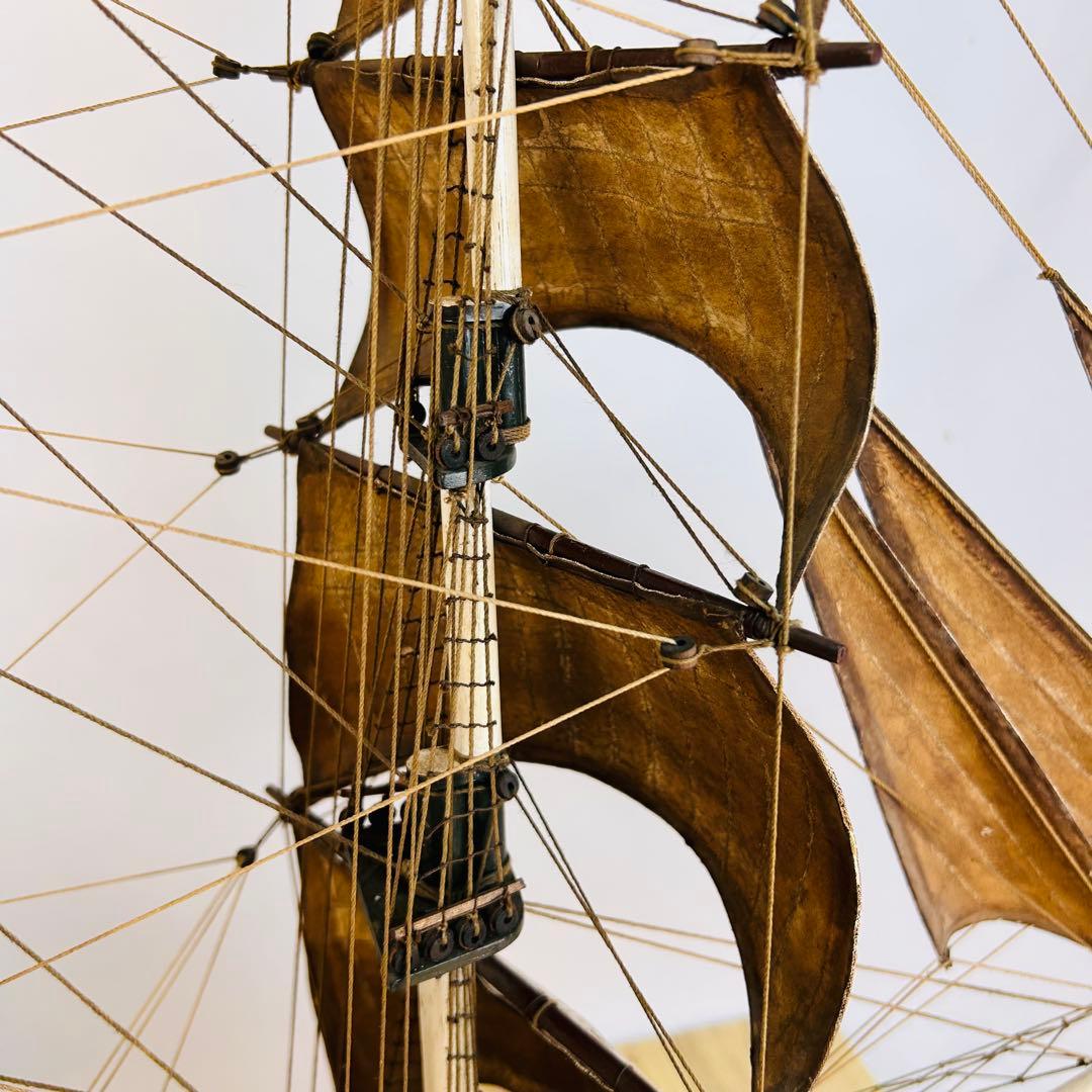 帆船 船 模型 木製 幅90cm 大型サイズ インテリア アンティーク雑貨