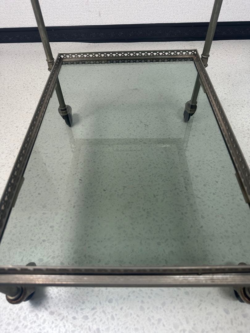 ティー トローリー キッチン ワゴン ガラストップ フランス製 ※i4