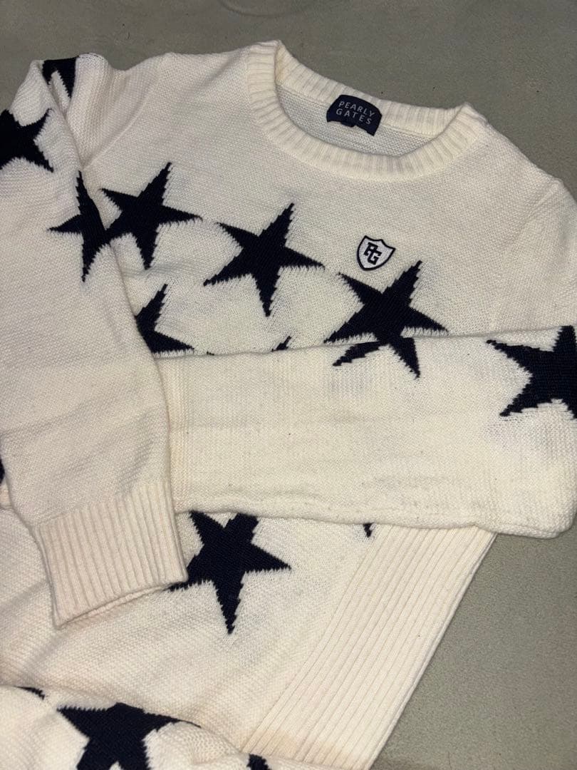 （美品）パーリーゲイツ、STARシリーズ、ニット、セットアップ、サイズ上1、下0