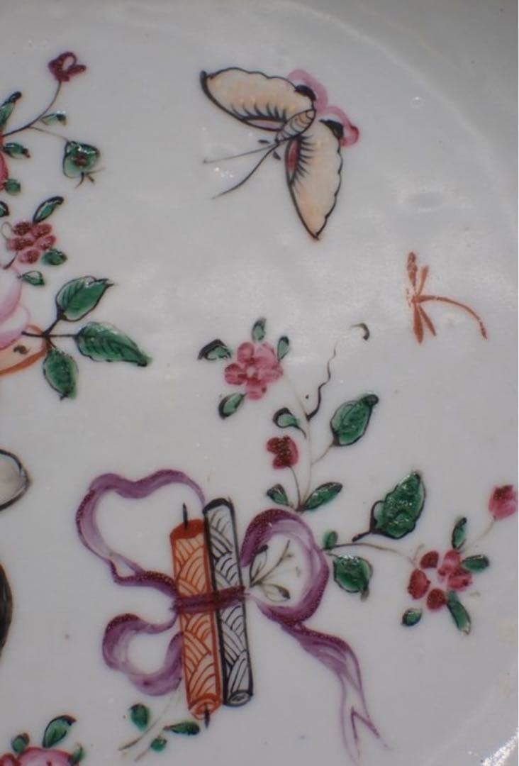 中国古美術品 清の乾隆時代 粉彩皿 本物保証 23cm