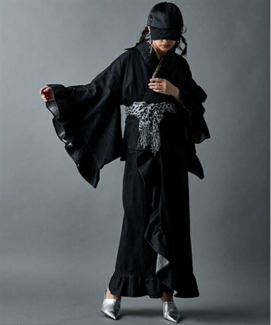 デニム生地フリル浴衣