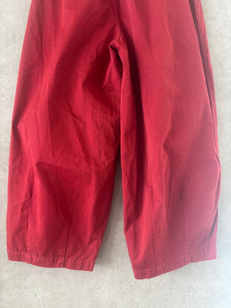 ハーベスティ　コットンチノクロスサーカスパンツ　ワイド　レッド　2　美品