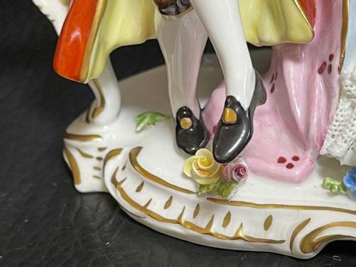 Dresden レース人形会話が弾むカップルアンティーク