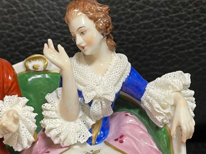 Dresden レース人形会話が弾むカップルアンティーク