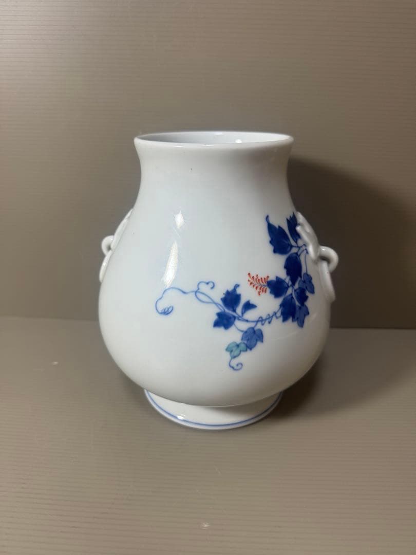 2075 香蘭社 色絵花草 花瓶 時代物