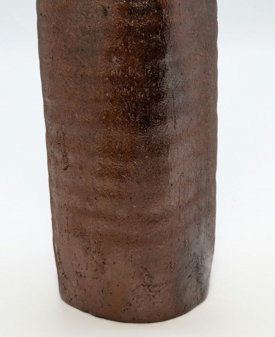 岡山県重要無形文化財 伊勢崎満 備前焼 緋襷四方花入 合箱 花瓶 花器 花生