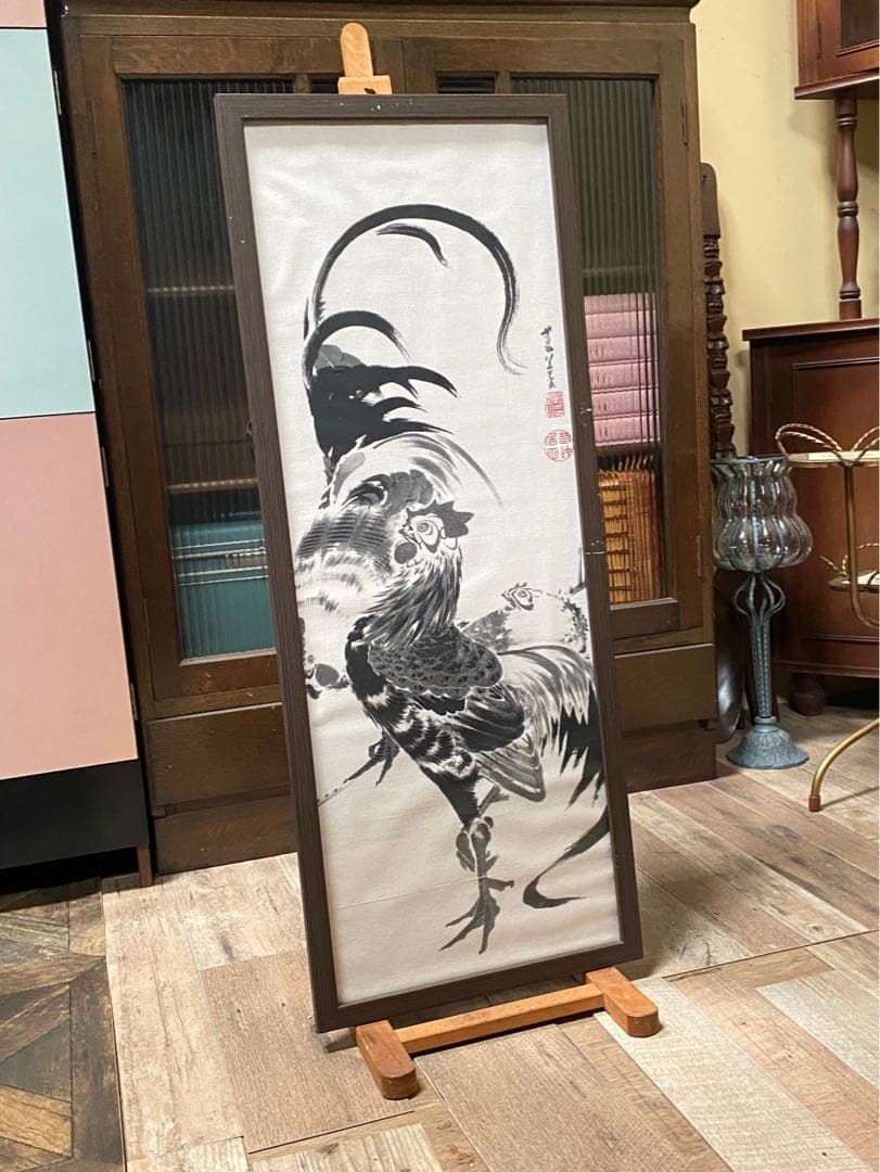 ペコワン＊伊藤若冲　群鶏図 額縁