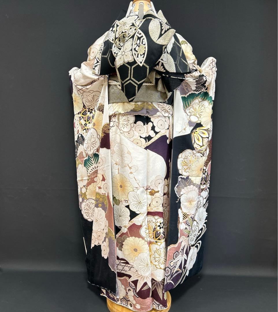 白地 松竹梅に菊の上品な古典振袖フルセット(ガード加工)