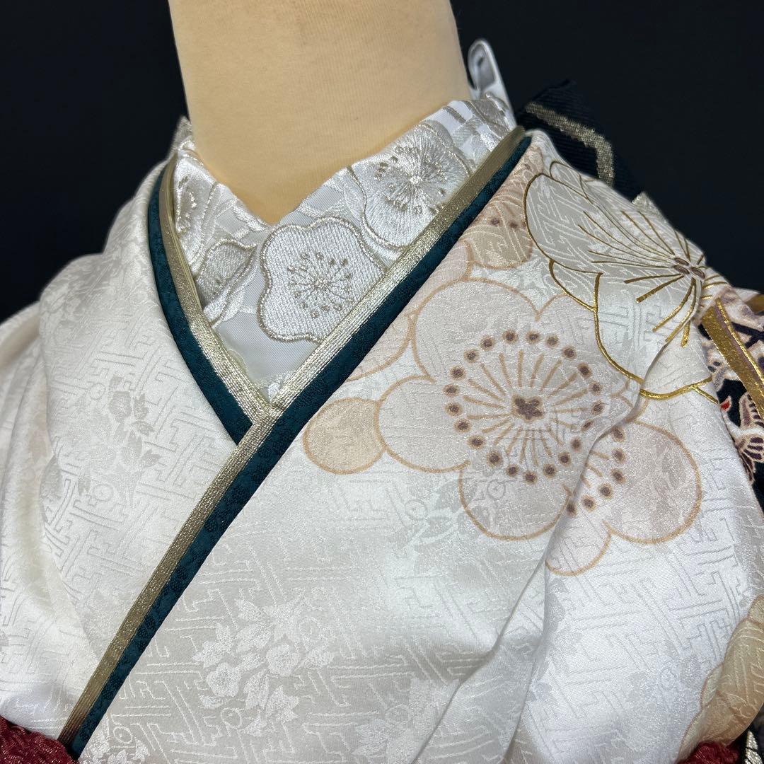 白地 松竹梅に菊の上品な古典振袖フルセット(ガード加工)