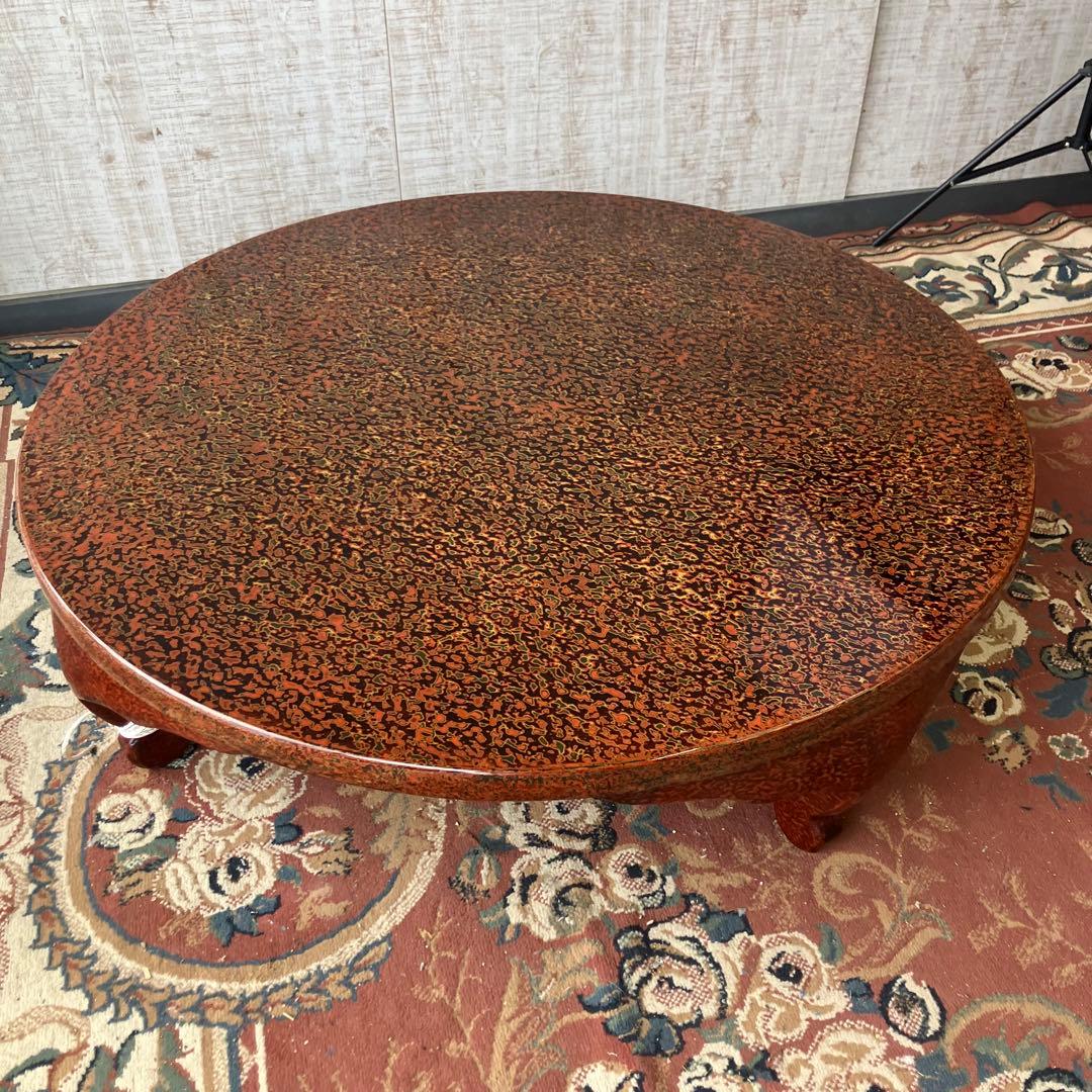 昭和レトロ 津軽塗り 螺鈿 円卓 ちゃぶ台 センターテーブル ロー