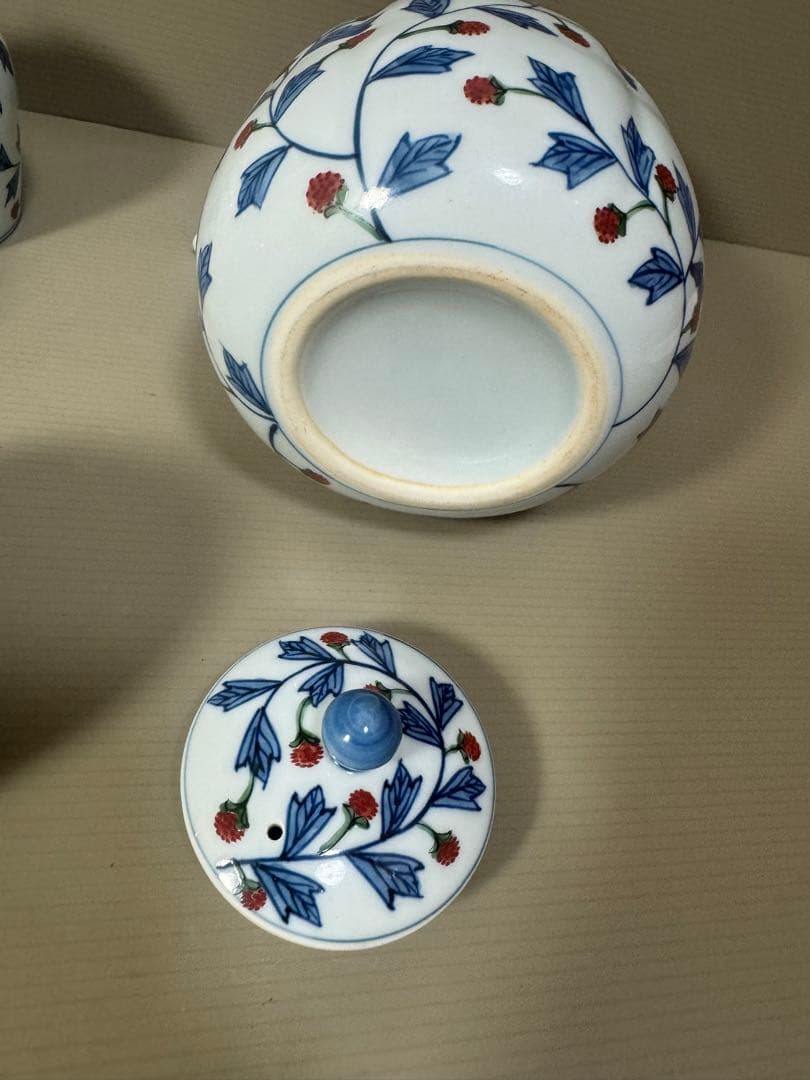 2199  源右衛門 染錦苺絵 茶器セット　急須1客　湯呑5客