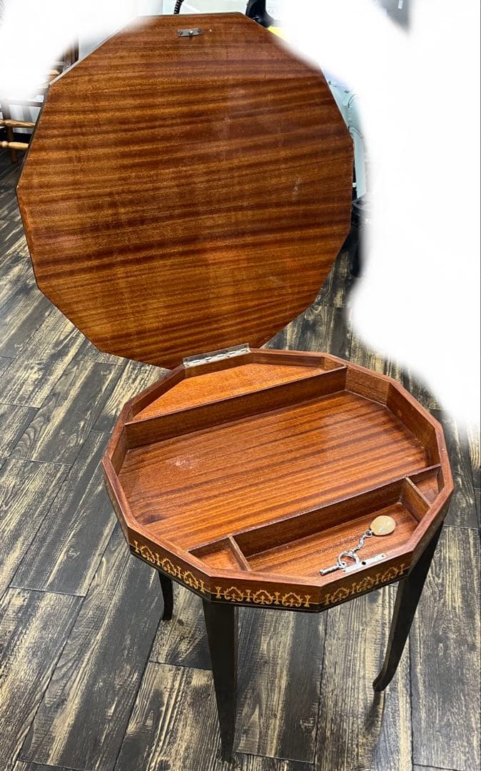 アンティーク オルゴール 天然木 ウッドテーブル 飾台 レトロ 収納