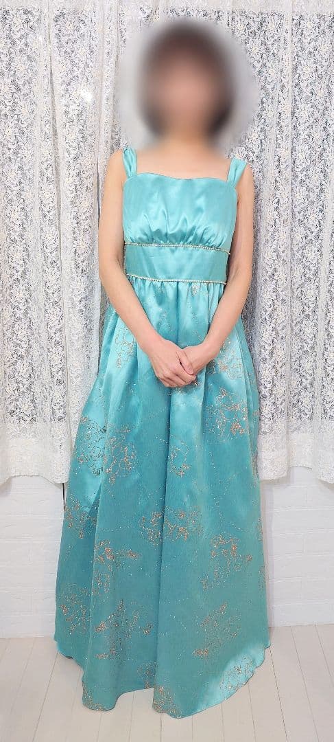 ジュネビビアン ロングドレス 水色 ラメ 花柄 タグ付き